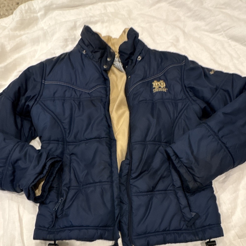 Notre Dame  Columbia Women's Insulated Puffer Jacket S Full Zip Pockets blue